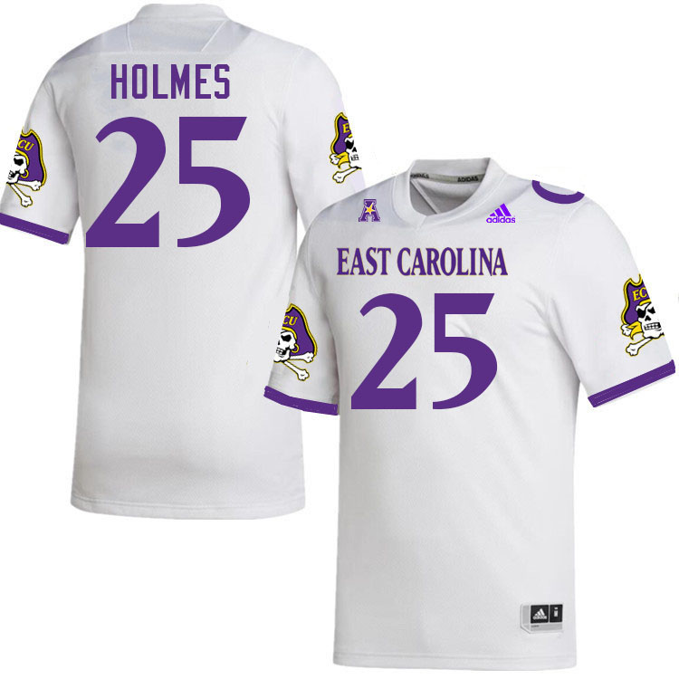 #25 Noah Holmes East Carolina Pirates College Football Jersey Stitched-White